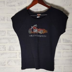 Harley-Davidson Black Tee with Rhinestone Details